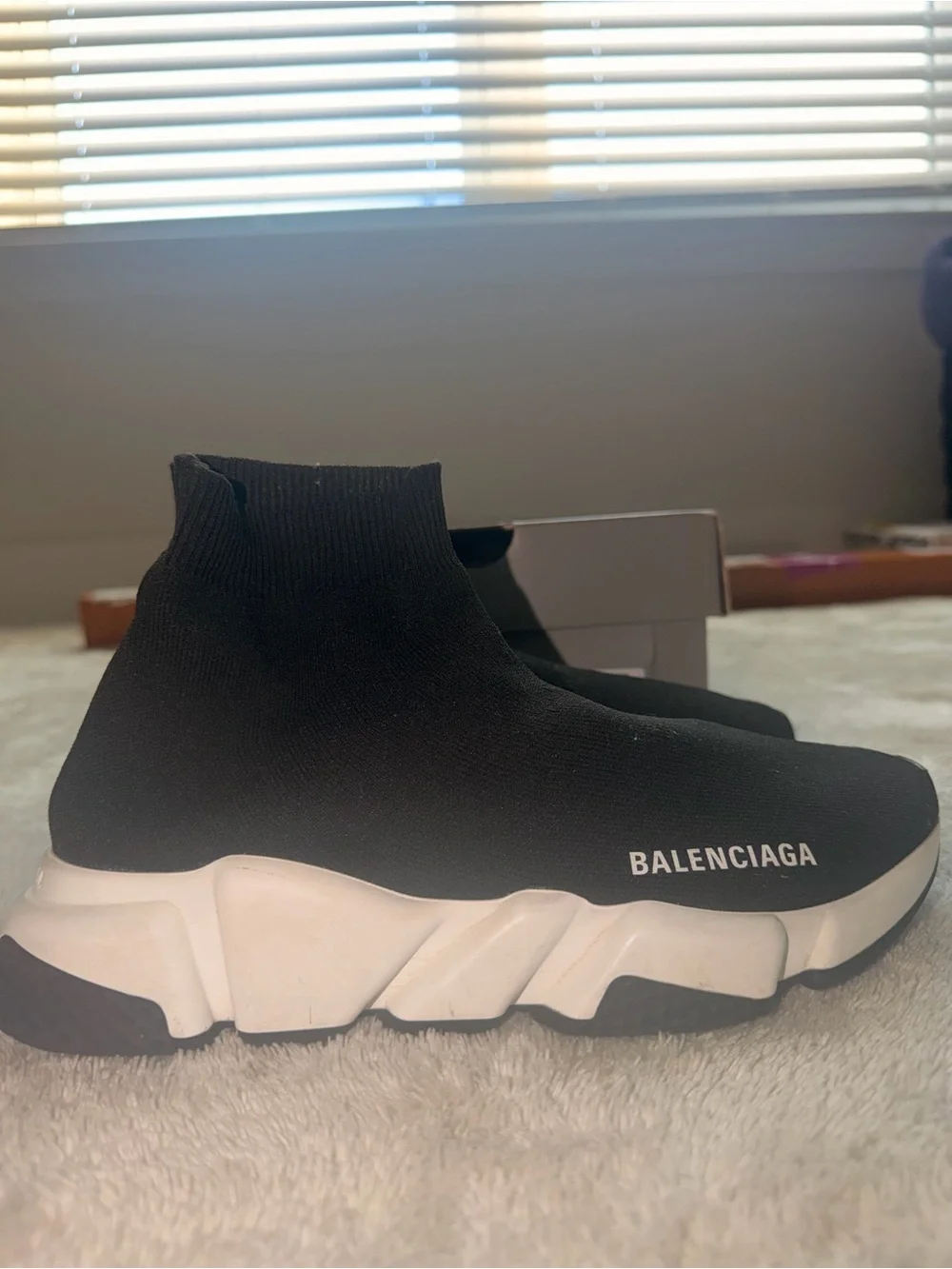 Balenciaga Black and White Speed Trainer Sock Sneakers